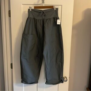 Free People Wide Leg Drawstring Pants - Slate Gray